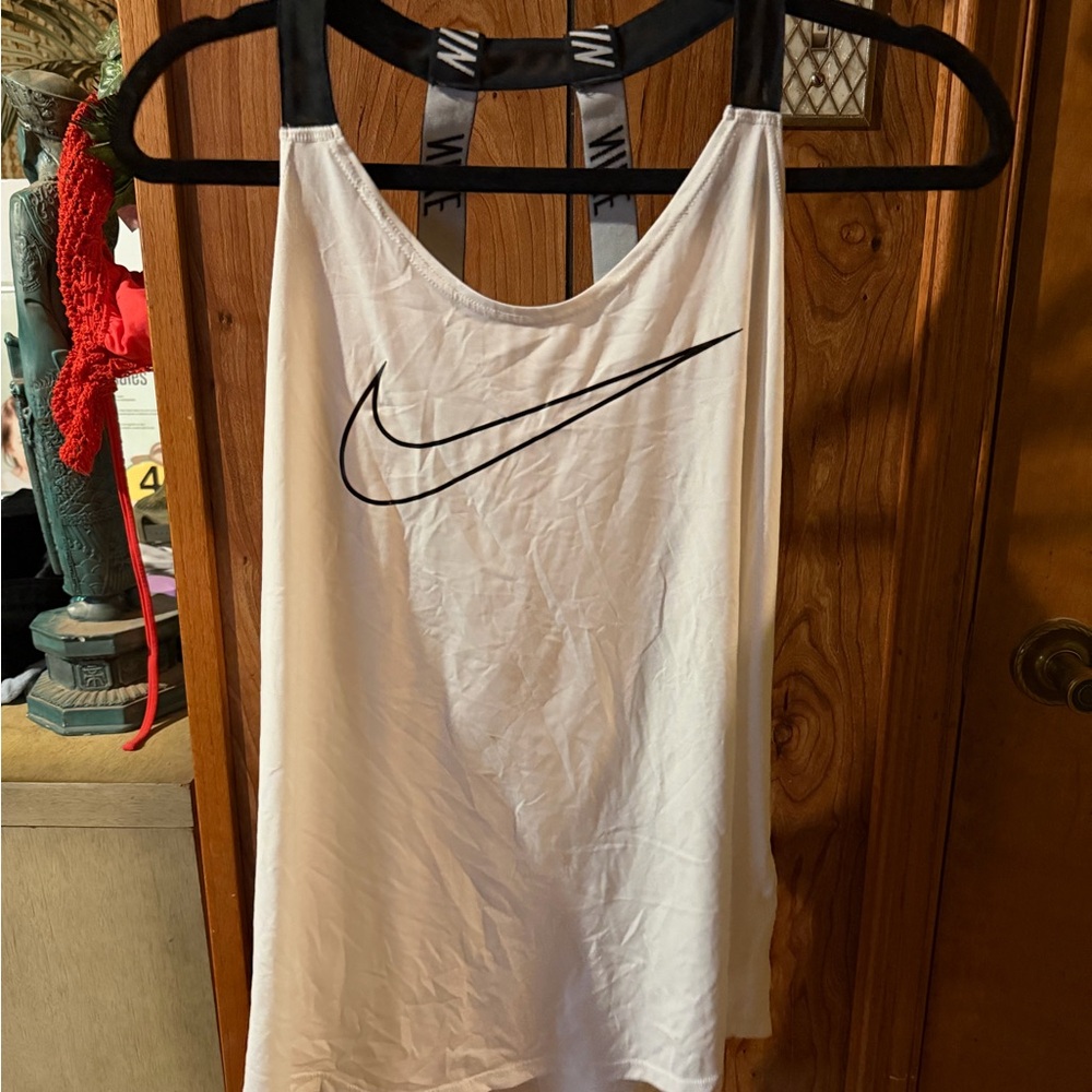 Nike Women's White and Black Tank Top